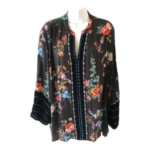 Johnny Was Multi Floral Print embroidered tunic XL NWOT